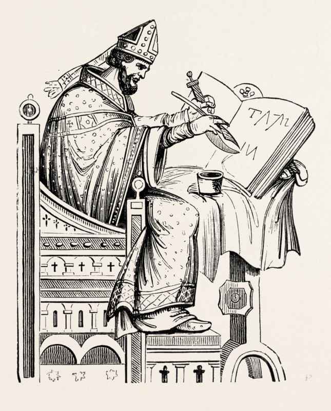 ST. DUNSTAN, FROM A SAXON MISSAL.