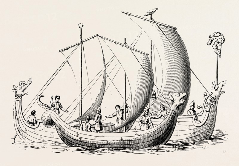 SAXON SHIPS, FROM AN OLD MS.