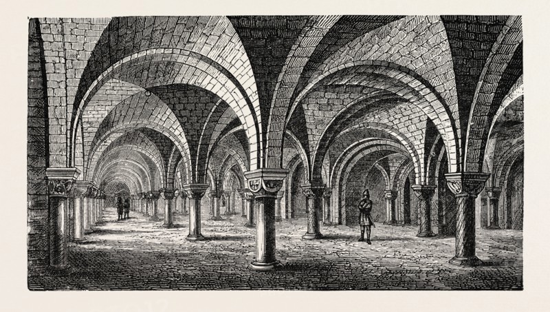 NORMAN ARCHITECTURE, CRYPT OF CANTERBURY CATHEDRAL.