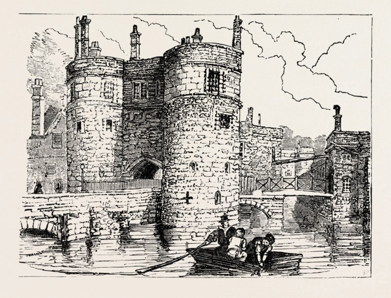 MOAT AND ENTRANCE TOWER OF THE TOWER OF LONDON.