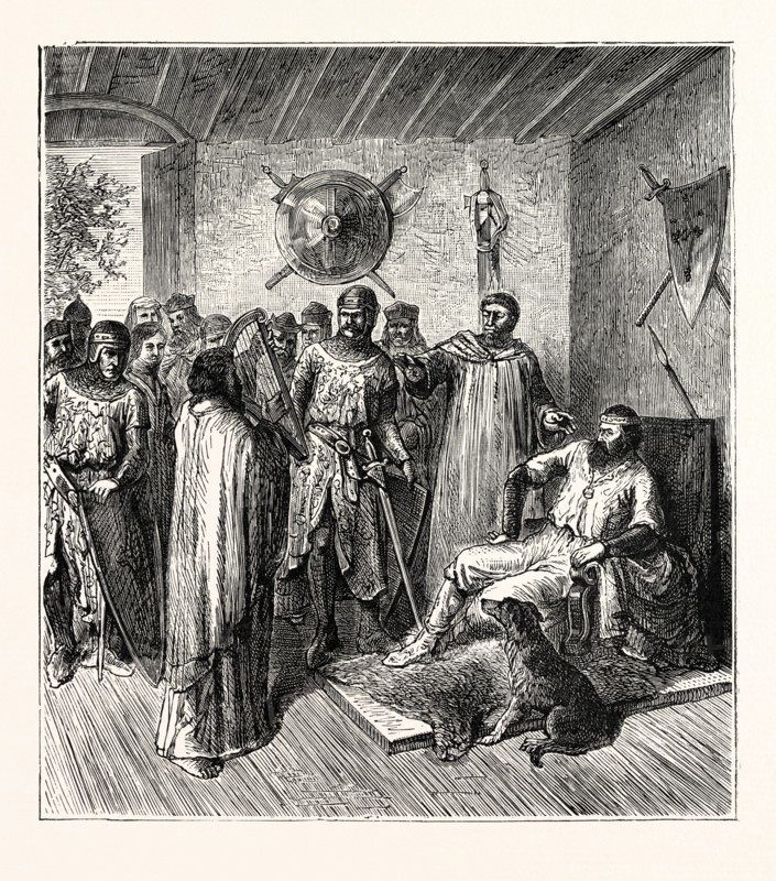 THE HARPER IN THE BARON'S HALL, 12TH CENTURY.