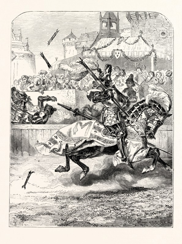 FOURTEENTH CENTURY CHIVALRY, BREAKING A LANCE IN THE LISTS.