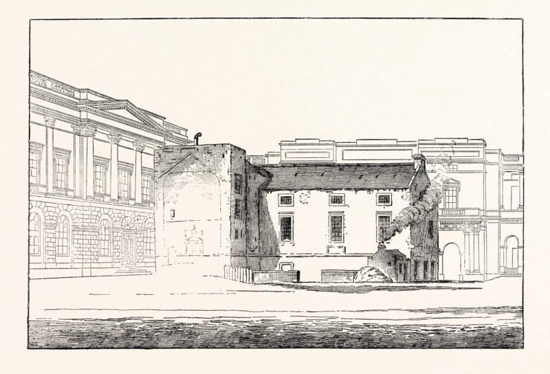EDINBURGH: THE LIBRARY OF THE OLD UNIVERSITY, AS SEEN FROM THE SOUTH-WESTERN CORNER OF THE QUADRANGLE, LOOKING EAST