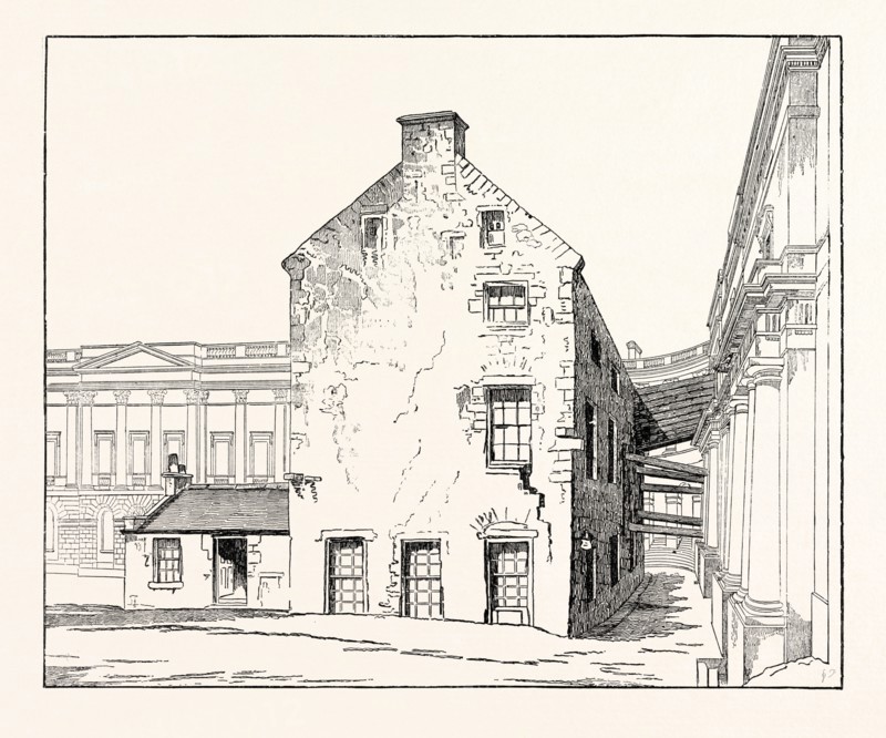 EDINBURGH: THE LIBRARY OF THE OLD UNIVERSITY, AS SEEN FROM THE SOUTH-EAST CORNER OF THE QUADRANGLE, LOOKING NORTH