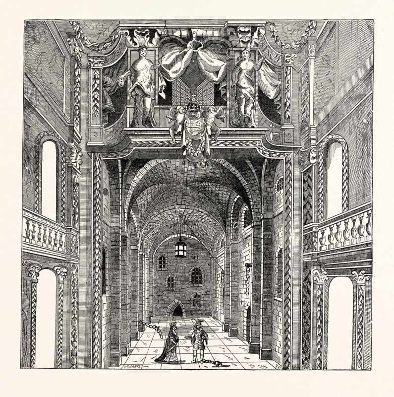 INTERIOR OF THE DUKE'S THEATRE. From Settle's "Empress of Morocco.", LONDON