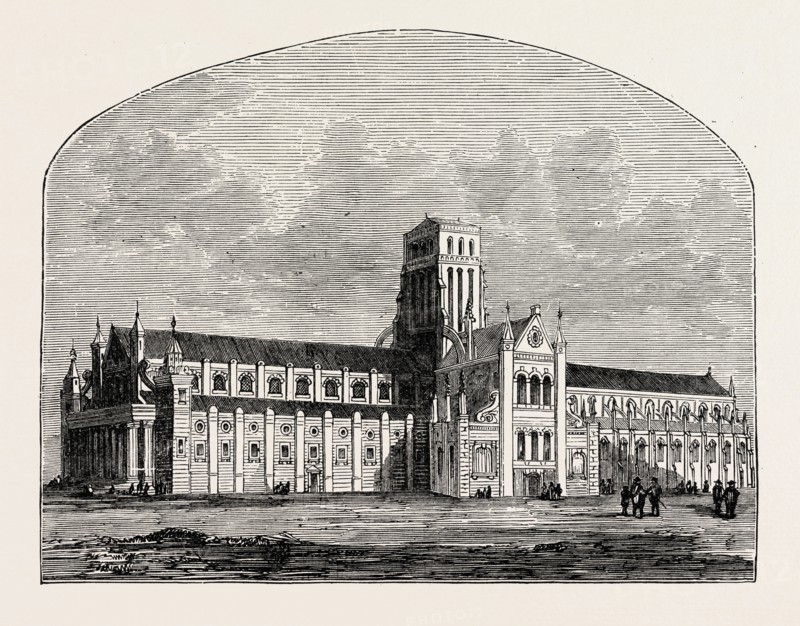 ST. PAUL'S AFTER THE FALL OF THE SPIRE, FROM A VIEW BY HOLLAR, LONDON