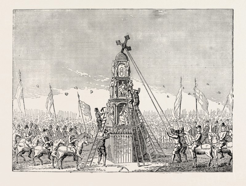 THE DEMOLITION OF CHEAPSIDE CROSS. From an old Print, LONDON