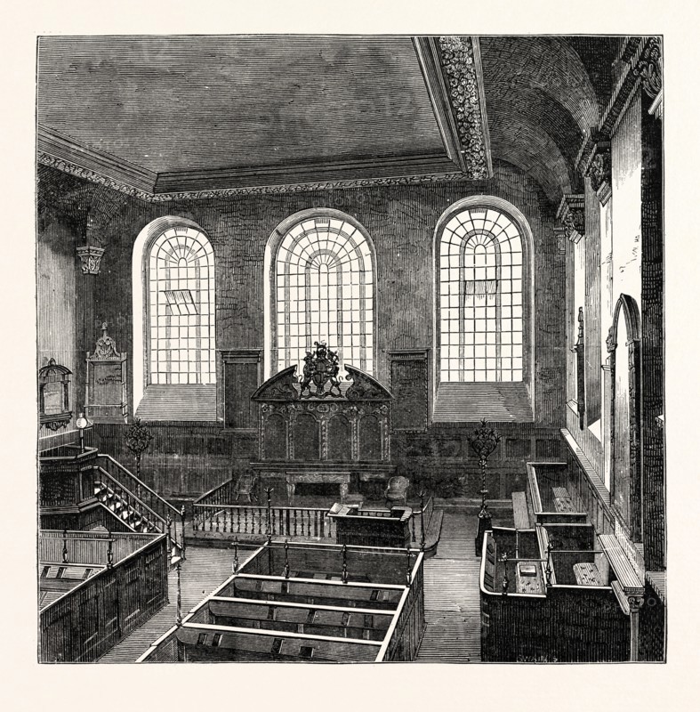 INTERIOR OF ST. MICHAEL'S, WOOD STREET, 1876, LONDON