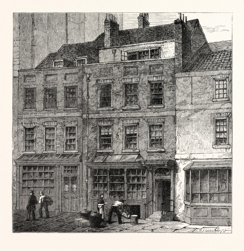 POPE'S HOUSE, PLOUGH COURT, LOMBARD STREET, 1860, LONDON