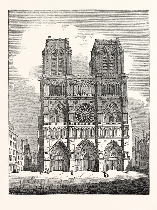 Principal Front of the Cathedral of NÃ´tre Dame, Paris, France