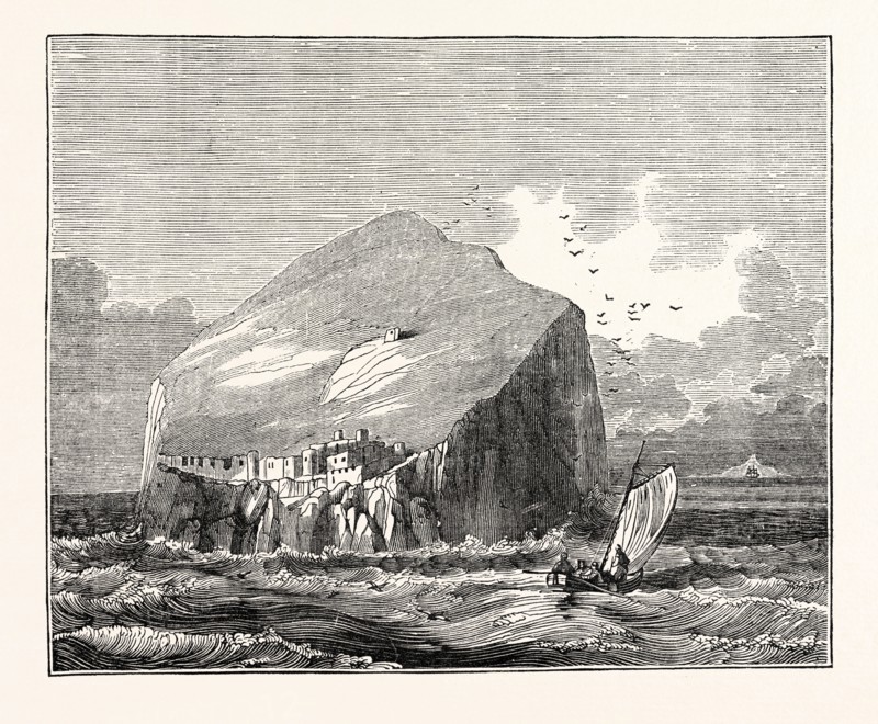 View of the Bass Rock, which lies at the mouth of the Frith of Forth, at the distance of about a mile and a half from the coast of East Lothian.