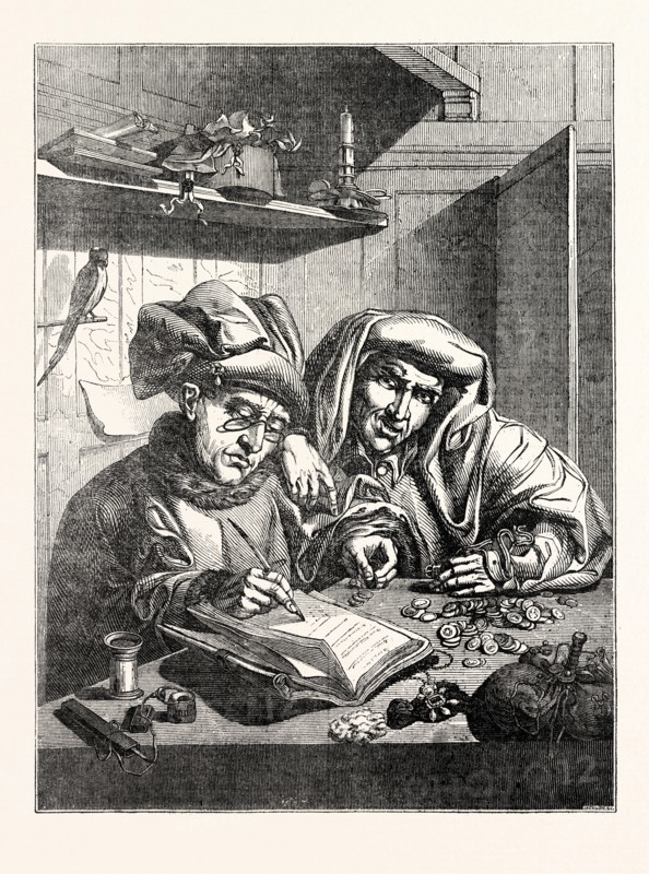 The Misers, at Windsor Castle: by Quentin Messys, or Matsys