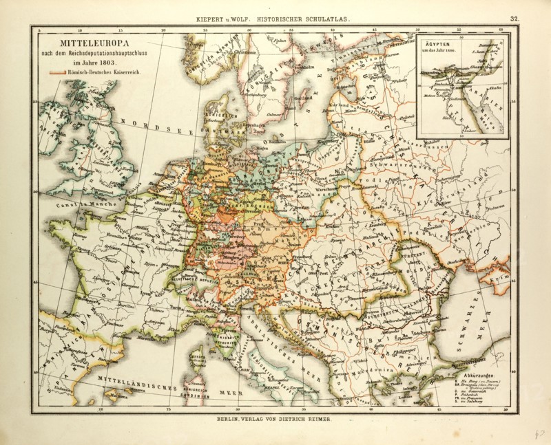 MAP OF CENTRAL EUROPE IN 1803