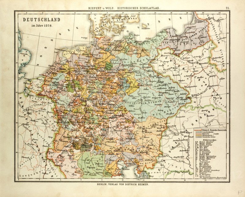 MAP OF GERMANY IN 1378