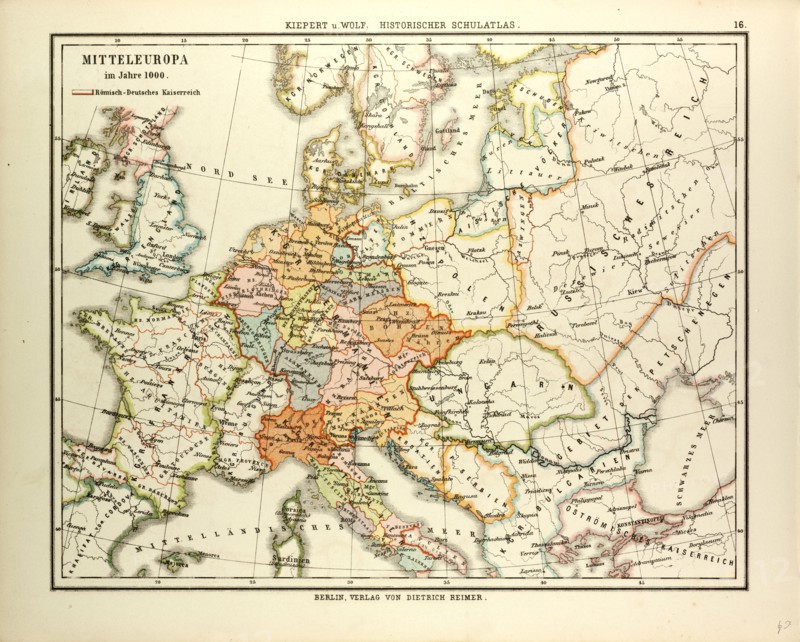 MAP OF CENTRAL EUROPE IN 1000 A.D.