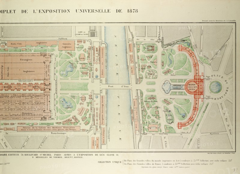 MAP OF THE UNIVERSAL EXPOSITION OF 1878, PARIS