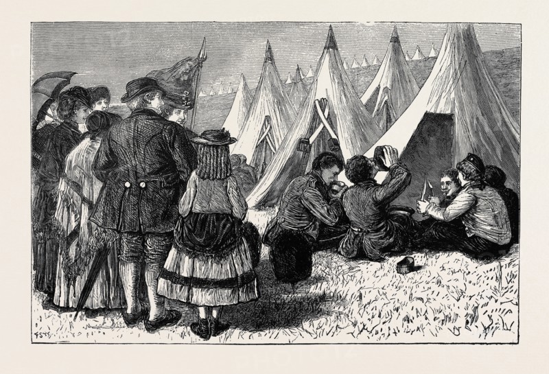SEEING THE LIONS FED, DORSETSHIRE RUSTICS IN BLANDFORD CAMP AT DINNER TIME