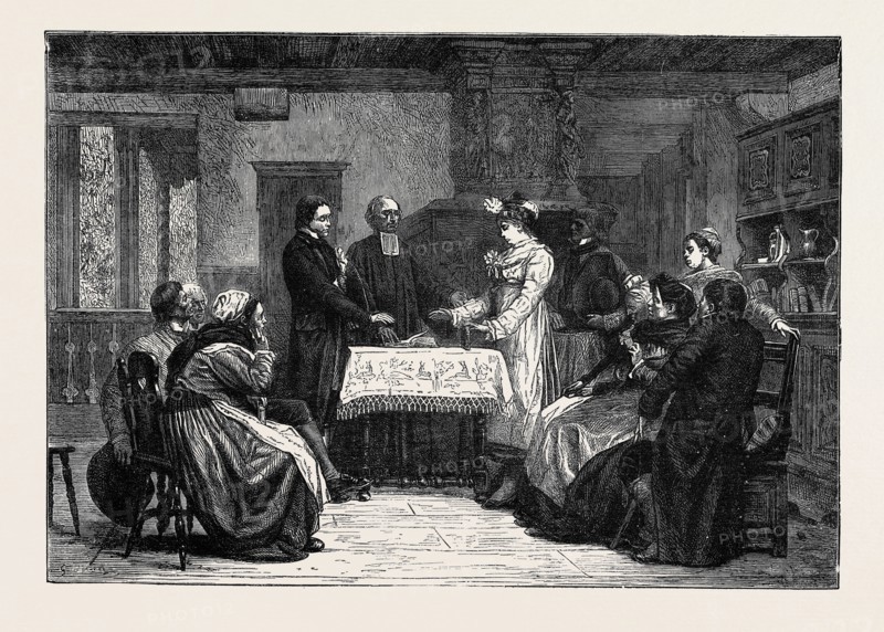 A PROTESTANT WEDDING IN ALSACE, FROM THE PICTURE BY GUSTAVE BRION