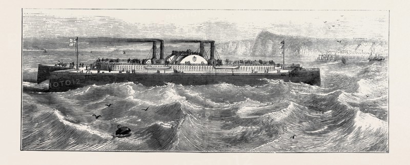 CAPTAIN DICEY'S STEAMER: A ship cut in halves from stem to stern, the two halves united by girders, the paddle-boxes in the middle, and over the girders a spacious deck