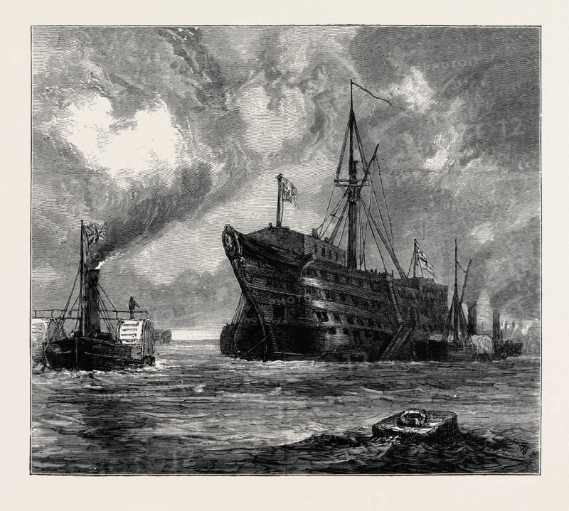TOWING THE "DREADNOUGHT" HOSPITAL SHIP TO HER LAST BERTH
