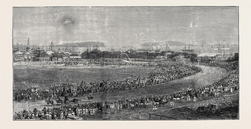 THE GRAND DURBAR AT BOMBAY: VIEW FROM THE WEST END OF WELLINGTON ROAD, ARRIVAL OF LORD NORTHBROOK AT BOMBAY