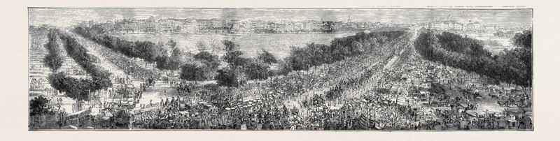 THE GRAND DURBAR AT BOMBAY: VIEW OF THE ESPLANADE FROM THE TOP OF BAZAARGATE STREET