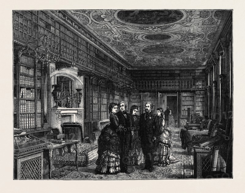 THE PRINCE AND PRINCESS OF WALES AT CHATSWORTH: THE LIBRARY