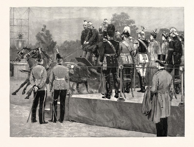 THE GERMAN EMPEROR'S VISIT TO THE CRYSTAL PALACE, LONDON: THE REVIEW OF THE NATIONAL FIRE BRIGADES UNION BY THE EMPEROR