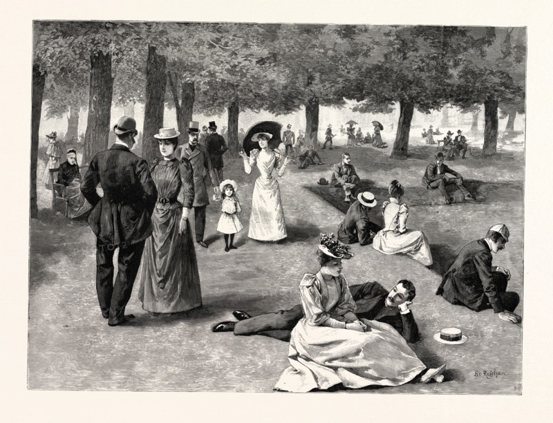 A FAVOURITE SUNDAY RESORT: A SCENE IN HAMPTON COURT GROUNDS