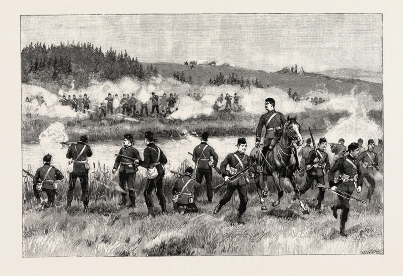 MILITARY MANOEUVRES AT ALDERSHOT: A SHAM FIGHT: CLOSE QUARTERS, A RETREAT INEVITABLE