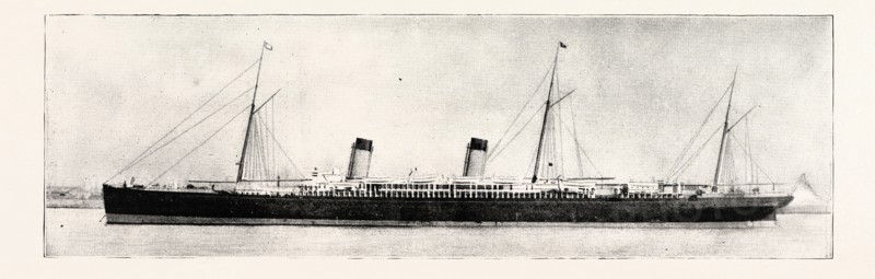 THE S.S. "TEUTONIC" WHICH HAS MADE THE FASTEST PASSAGES ON RECORD, WESTWARDS AND EASTWARDS, ACROSS THE ATLANTIC