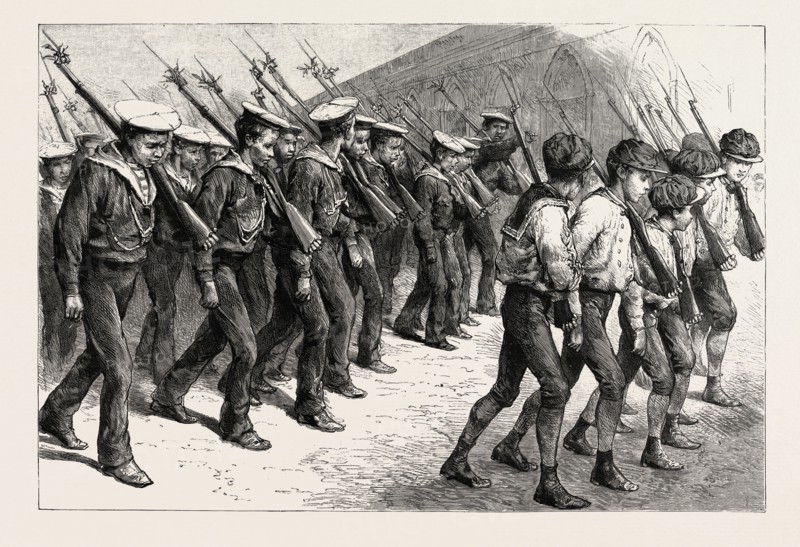 YOUNG BRAZIL, CADETS MARCHING THROUGH THE STREETS OF RIO DE JANEIRO