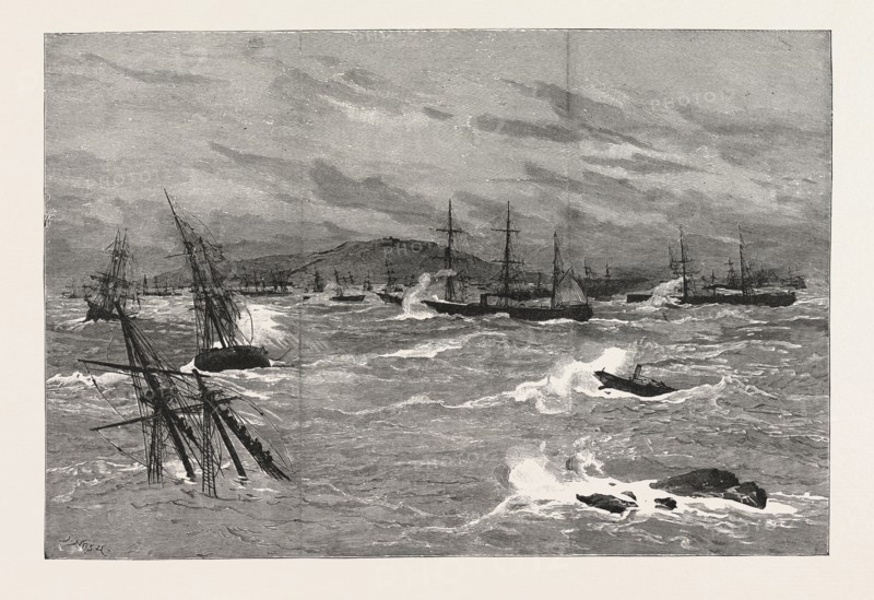 A PAMPERO (OR HURRICANE) IN SOUTH AMERICA: THE INNER ANCHORAGE, MONTE VIDEO, DURING THE STORM