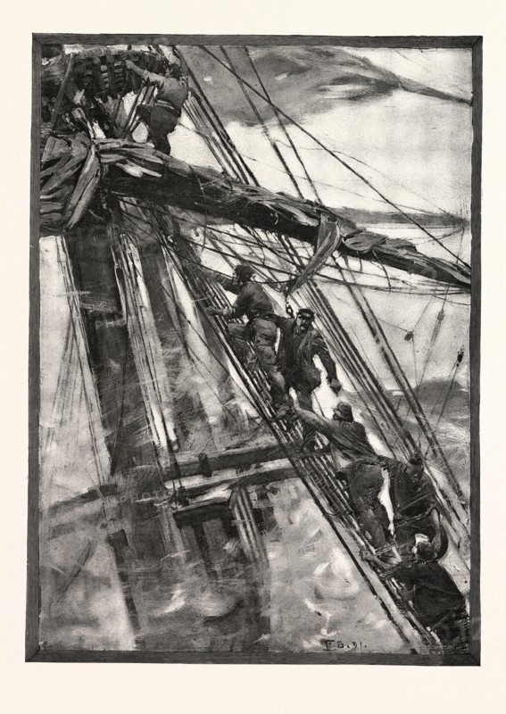AGROUND, THE CREW TAKE TO THE RIGGING