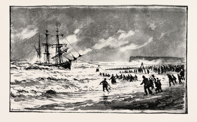 THE STORM ON THE SOUTH COAST, THE WRECK OF THE BARQUE "T.P. FLUGER," OFF ST. LEONARDS
