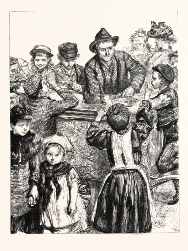 WHITECHAPEL WAY, UNSEASONABLE REFRESHMENT: A NOVEMBER SCENE IN THE EAST END, LONDON