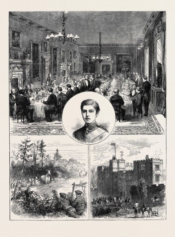 LORD OSSULSTON'S COMING OF AGE: THE BANQUET; LORD OSSULSTON; WILD CATTLE, CHILLINGHAM PARK; CHILLINGHAM CASTLE