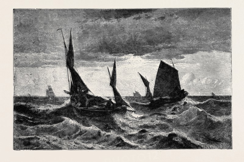 HERRING FISHING IN THE CHANNEL, FROM THE PAINTING BY THEODORE WEBER