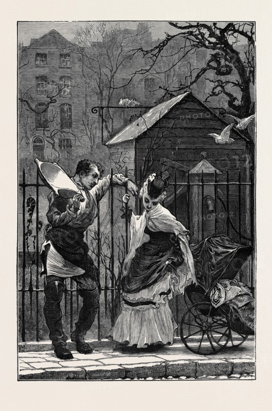AN IDYLL OF GOLDEN SQUARE, FROM A PICTURE BY E.J. GREGORY IN THE INSTITUTE OF WATER COLOUR PAINTERS
