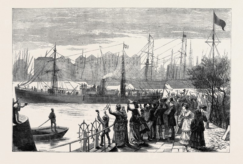 THE SEARCH FOR DR. LIVINGSTONE: THE "ABYDOS" LEAVING THE LONDON DOCKS