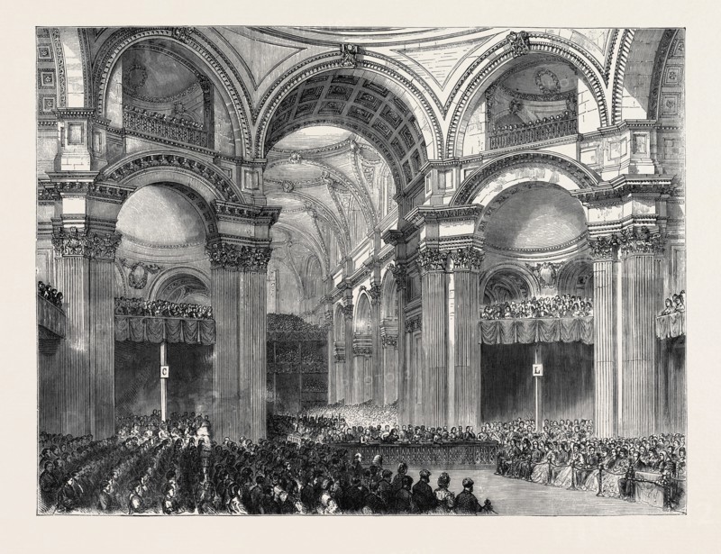 ST. PAUL'S: VIEW UNDER THE DOME DURING THE SERVICE, LONDON