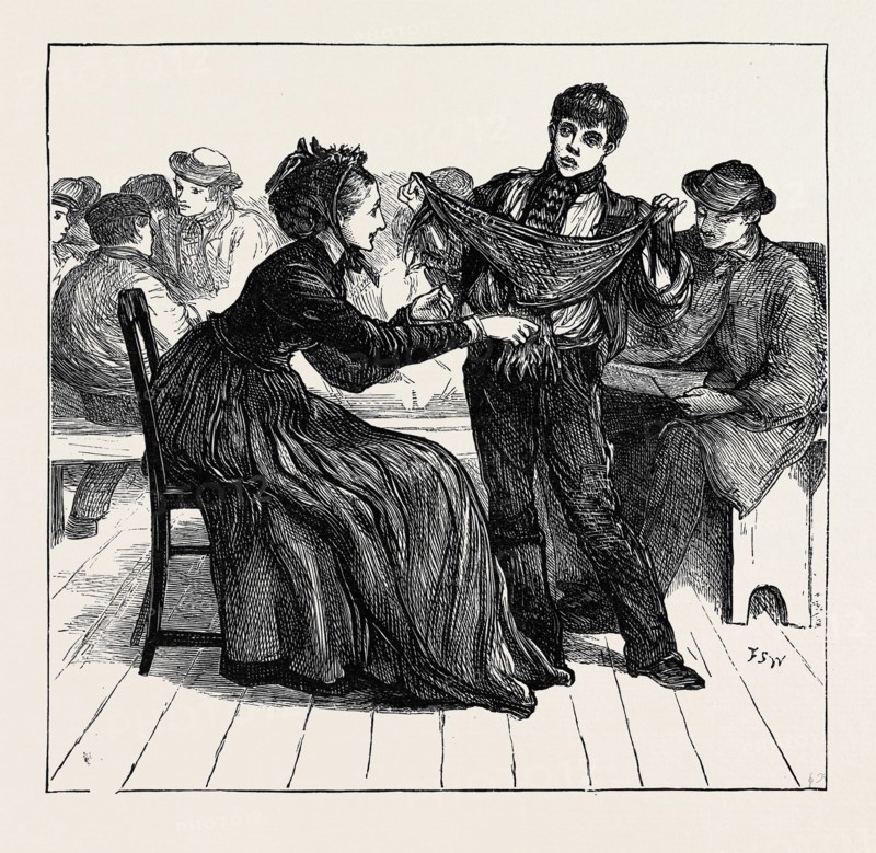 HOME FOR NEWS-BOYS IN THE METROPOLIS: BUYING CLOTHES OF THE MATRON