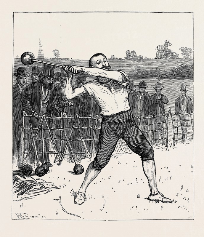 THE OXFORD AND CAMBRIDGE ATHLETIC SPORTS: THROWING THE HAMMER