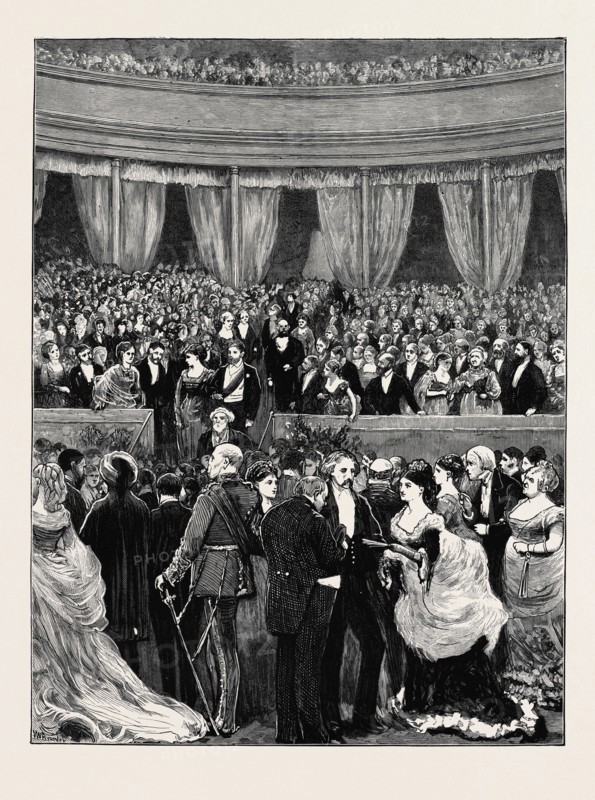 THE RECEPTION AT THE INTERNATIONAL EXHIBITION: SCENE IN THE ALBERT HALL