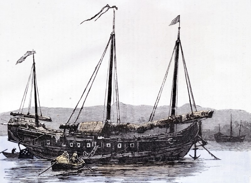 Chinese Junk. Engraving 1884