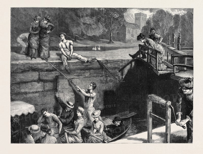 OXFORD: A PICNIC TO NUNEHAM: IN IFFLEY LOCK,  " WINDING UP THE COMPANY "
