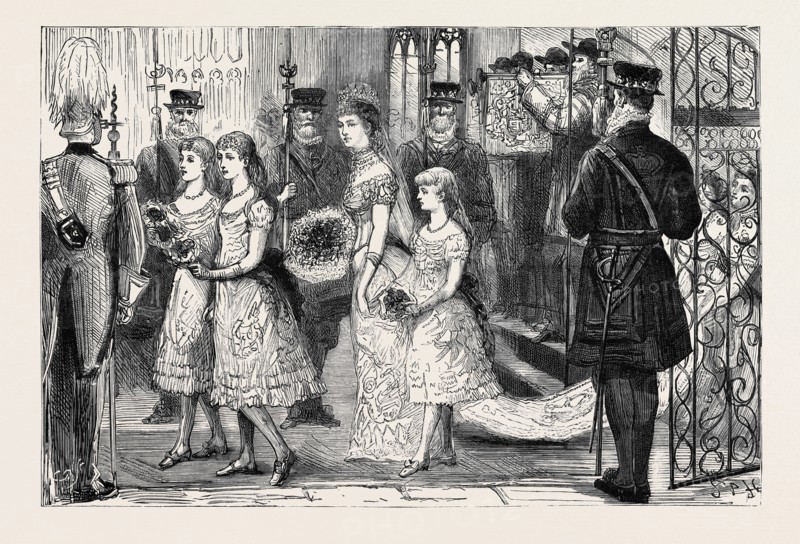 THE WEDDING PROCESSION IN ST. GEORGE'S CHAPEL: THE FIRST PROCESSION, THE ROYAL FAMILY AND THE ROYAL GUESTS