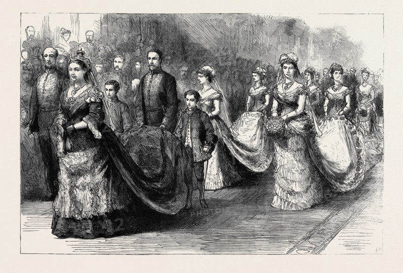 THE WEDDING PROCESSION IN ST. GEORGE'S CHAPEL: THE SECOND PROCESSION, HER MAJESTY THE QUEEN AND THE PRINCESS BEATRICE
