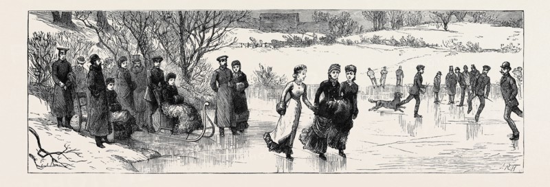 PRINCE LEOPOLD AT THE HOME OF HIS AFFIANCED BRIDE, AROLSEN: PRINCESS HELEN SKATING ON THE LAKE IN THE PALACE GROUNDS