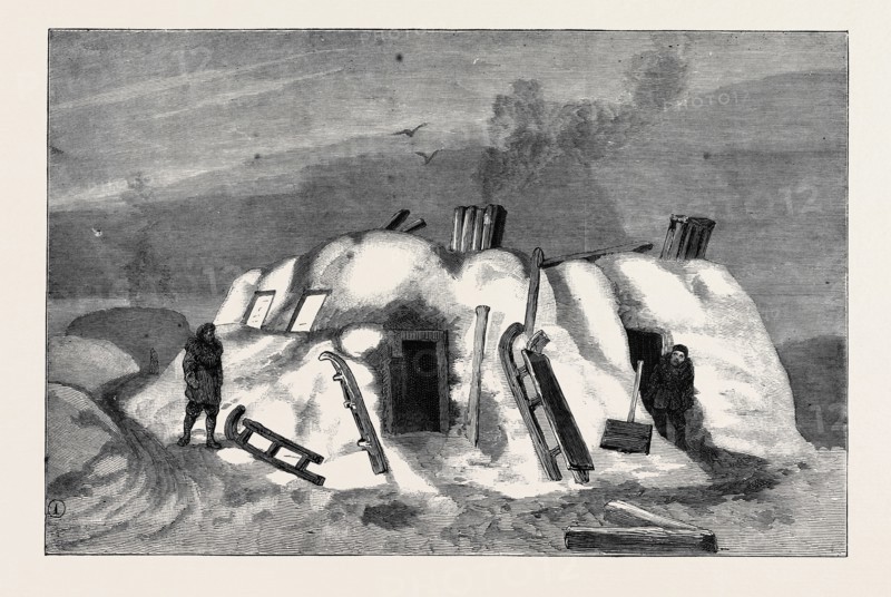 THE SURVIVORS OF THE "JEANNETTE" IN SIBERIA: EXTERIOR OF A SIBERIAN CONVICT HUT